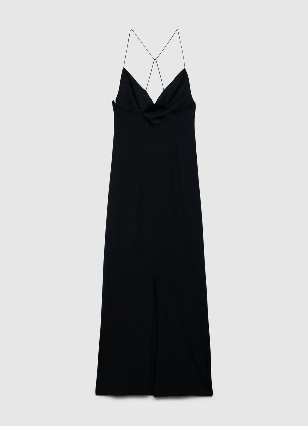 Vestido largo satinado con tirantes cruzados