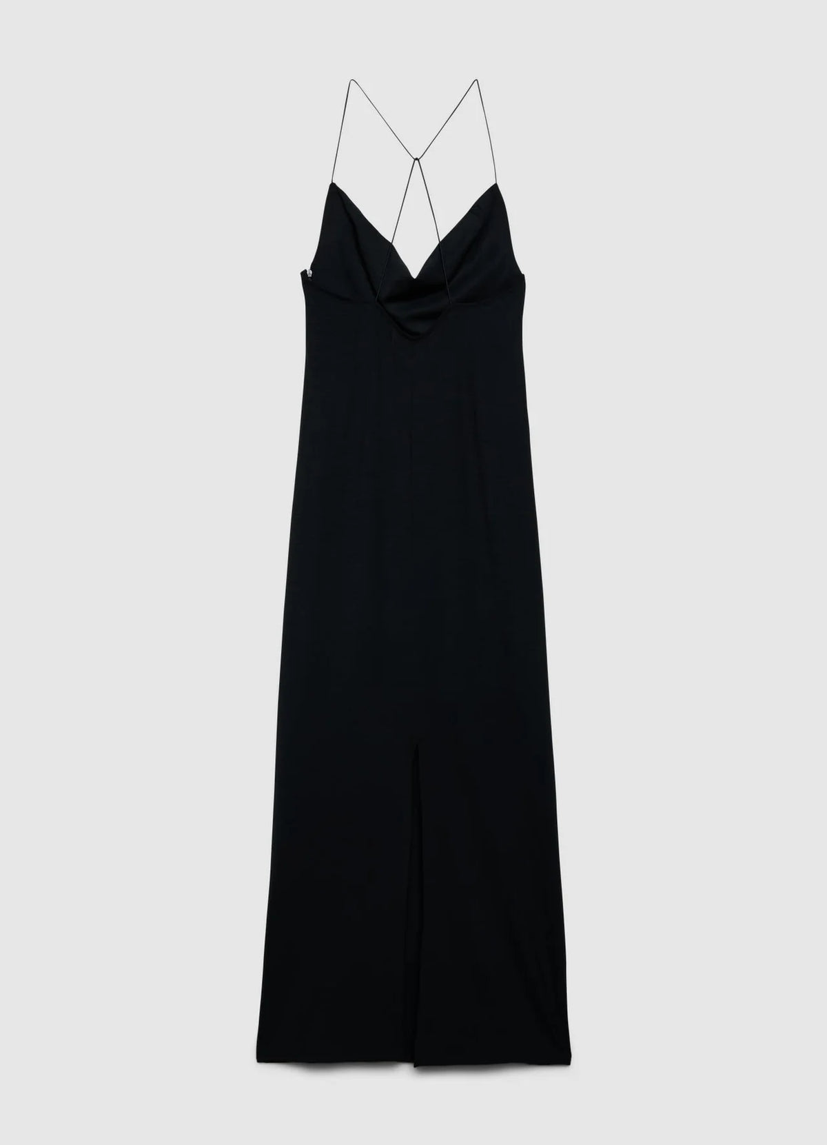 Vestido largo satinado con tirantes cruzados