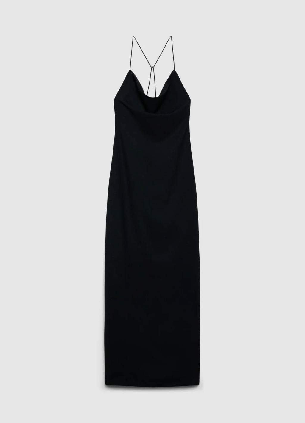Vestido largo satinado con tirantes cruzados
