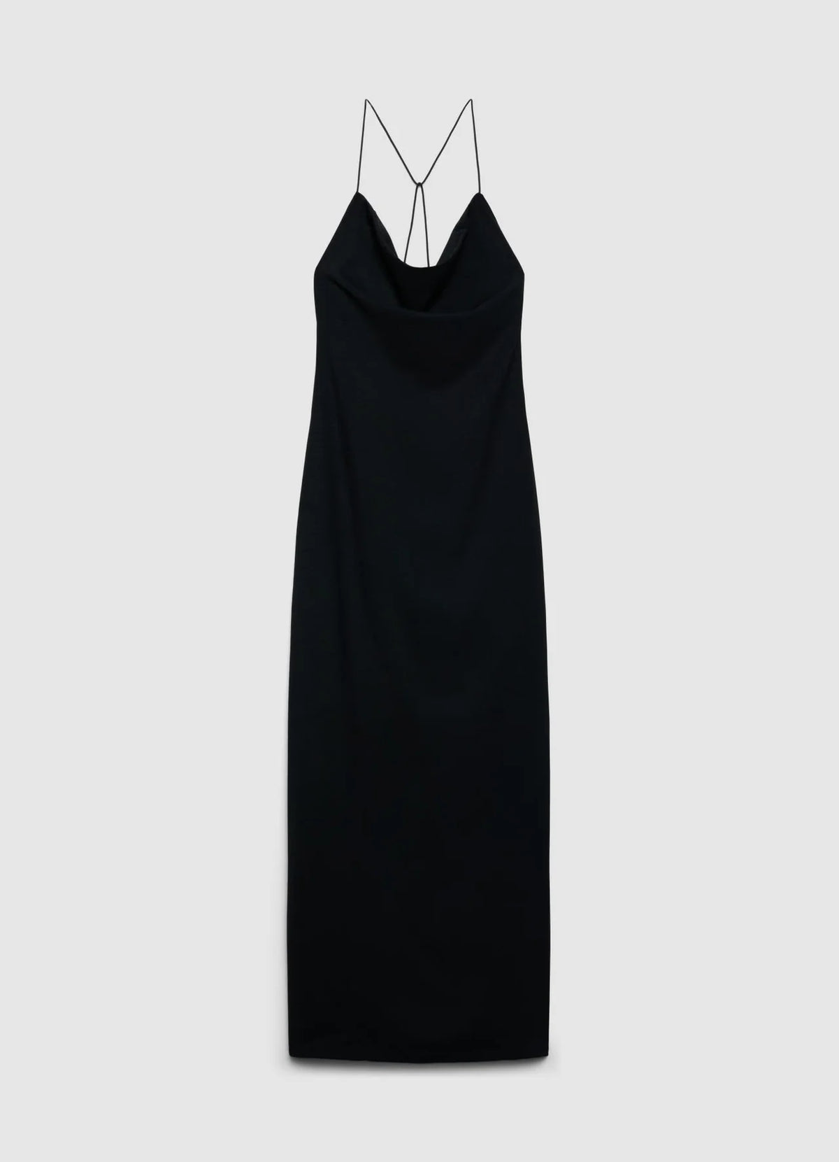 Vestido largo satinado con tirantes cruzados